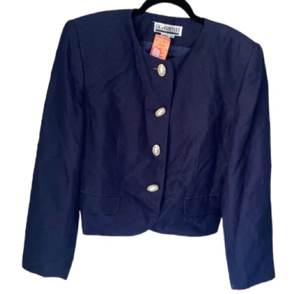 Sk & Company jacket blazer linen blend navy blue NEW old stock size 10 lined - Picture 8 of 8